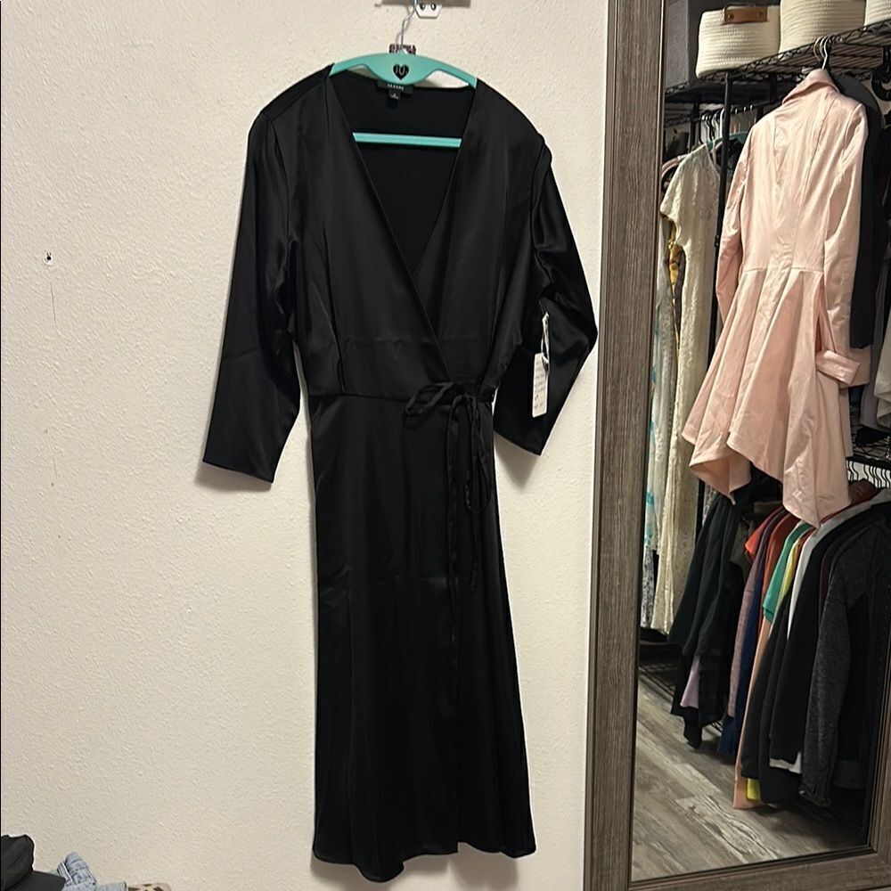 3•ALFANI Black Wrap Dress- NWT SIZE 10